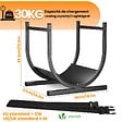 VOUNOT - Range Buche Support a bois avec Sangle de Sécurité 41x37x39.5cm en Metal noir - vignette
