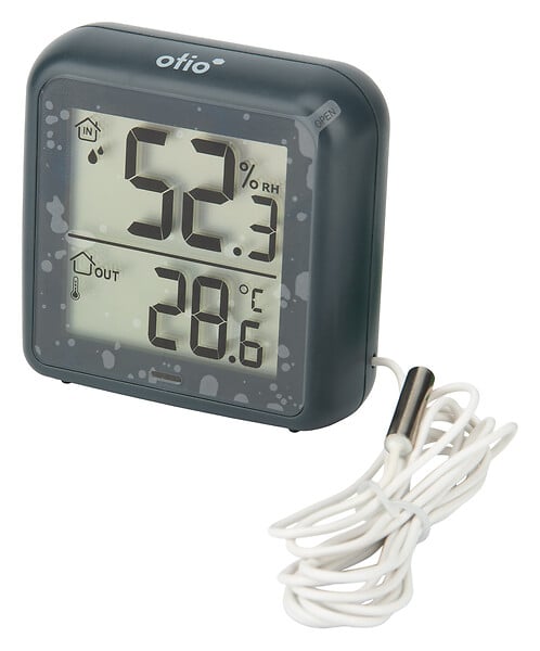 OTIO - Thermomètre hygromètre Noir à sonde filaire et capteur de précision - Otio - large