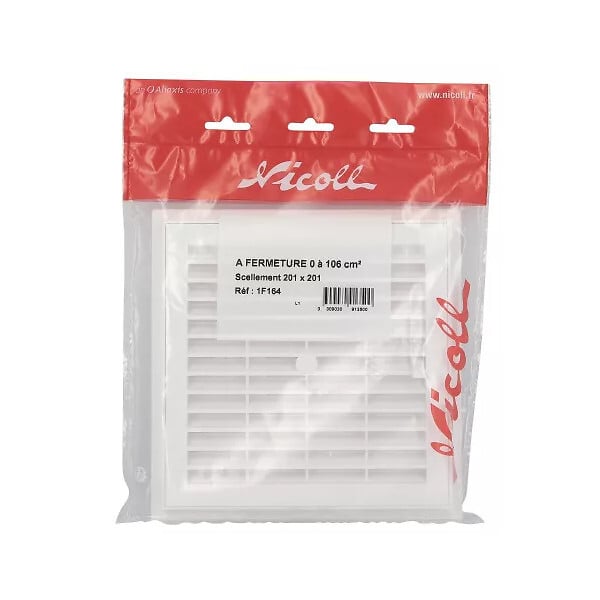 NICOLL - Grille de ventilation Nicoll 1F164 carrée à fermeture 201x201mm blanc - large