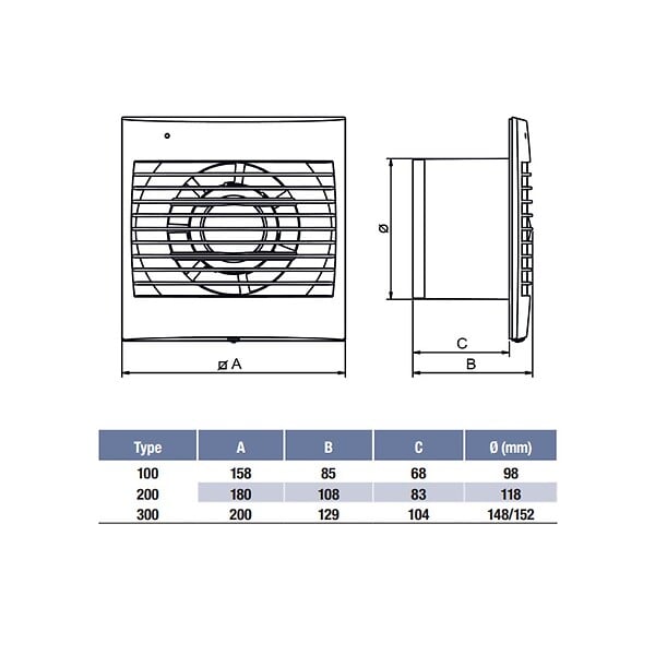 UNELVENT - Aérateur extra-plat Decor 100 CZ - 13W - 95 m3/h - Avec clapet anti-retour - large