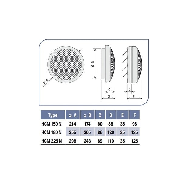UNELVENT - Aérateur HCM 150 N - 25W - 220m³/h - 42dB(A) - large