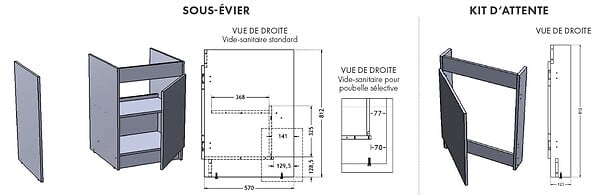 NEOVA - Meuble lave-vaisselle SIM avec jambage 1 porte L 1200mm - NÉOVA - S15V01057 - large