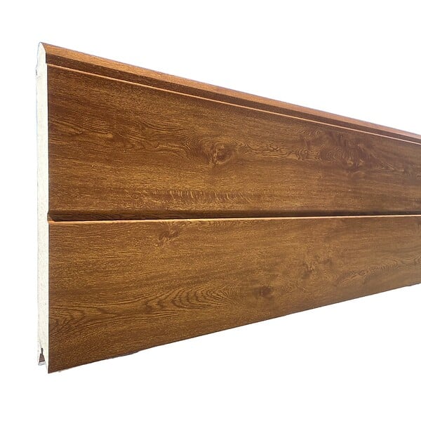 SPADONE - Porte de garage sectionnelle chêne doré motorisée l.240 x H.200 cm x Ep.40 mm - large