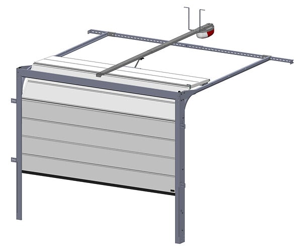 SPADONE - Porte de garage sectionnelle chêne doré motorisée l.240 x H.200 cm x Ep.40 mm - large