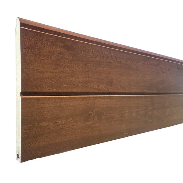 SPADONE - Porte de garage sectionnelle chêne foncé motorisée l.240 x H.200 cm x Ep.40 mm - large