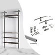 EMUCA - Kit de fixation pour 4 étagères en bois et 1 tringle de suspension de 1m de long Zero, Aluminium et Zamak et Plastique, Peint gris pierre - vignette