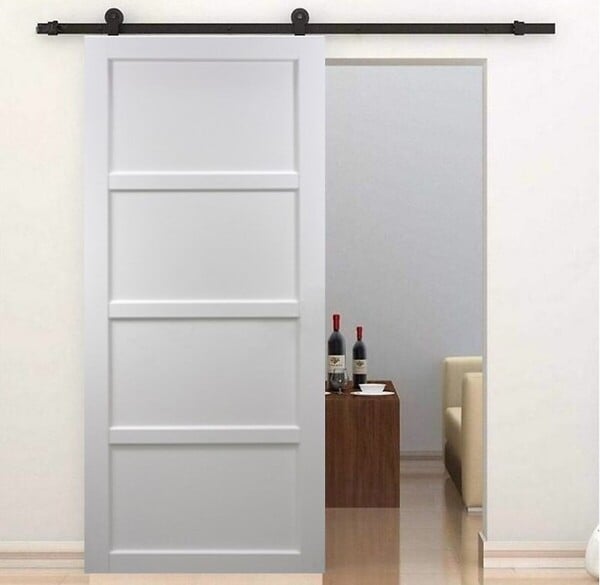 GD MENUISERIES - Porte Coulissante Tamera blanc 4 panneaux H204 x L83 cm, Rail roulettes - large