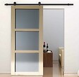 GD MENUISERIES - Porte Coulissante Ayous 3 Panneaux Gris Clair H204 x L73 cm, Rail roulettes - vignette