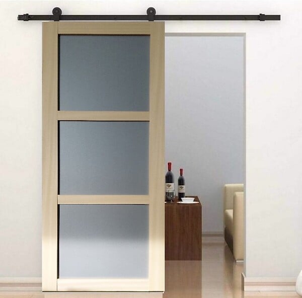 GD MENUISERIES - Porte Coulissante Ayous 3 Panneaux Gris Clair H204 x L83 cm, Rail roulettes - large
