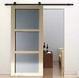 GD MENUISERIES - Porte Coulissante Ayous 3 Panneaux Gris Clair H204 x L83 cm, Rail roulettes - vignette