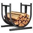 VOUNOT - Range Buche Support a bois avec Sangle de Sécurité 41x37x39.5cm en Metal noir - vignette