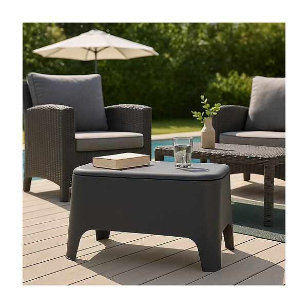 TOOMAX - Table basse de jardin 59x 39x 36cm Anthracite Avec couvercle Extérieur / Intérieur TOOMAX - large