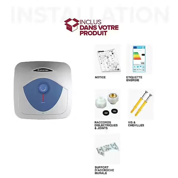 ARISTON - Chauffe-eau electrique ARISTON Blu Evo sur-évier - 10 l - large