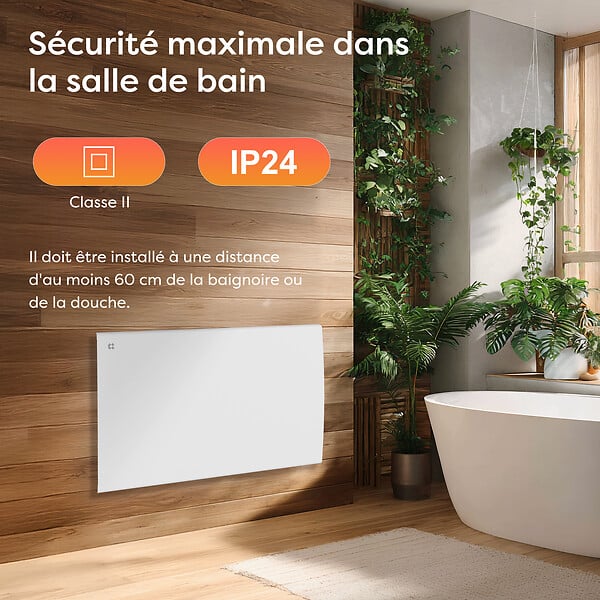 CIARRA - CIARRA CDHT15E Radiateur Electrique Mural 1500W 10-15㎡ Chauffage IP24 Programable Inertie Sèche Céramique - large
