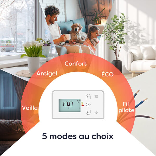 CIARRA - CIARRA CDHT10E Radiateur Electrique Mural 1000W 5-10㎡ Chauffage IP24 Programable Inertie Sèche Céramique - large