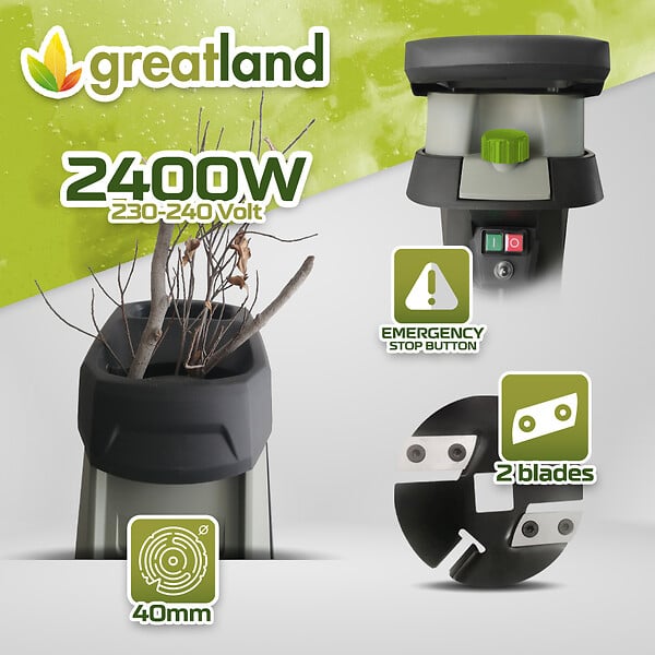 GREATLAND - Broyeur de végétaux électrique 2400W - large