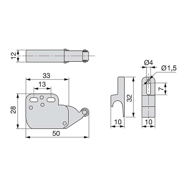EMUCA - Lot de 10 serrures à bascule pour meubles Fast Latch, acier et plastique, blanc - large