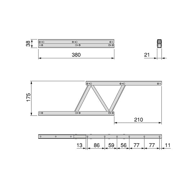 EMUCA - Jeu de ensemble de mécanismes de levage pour table basse, permet de lever la table de 135mm, Acier, Peint en noir - large