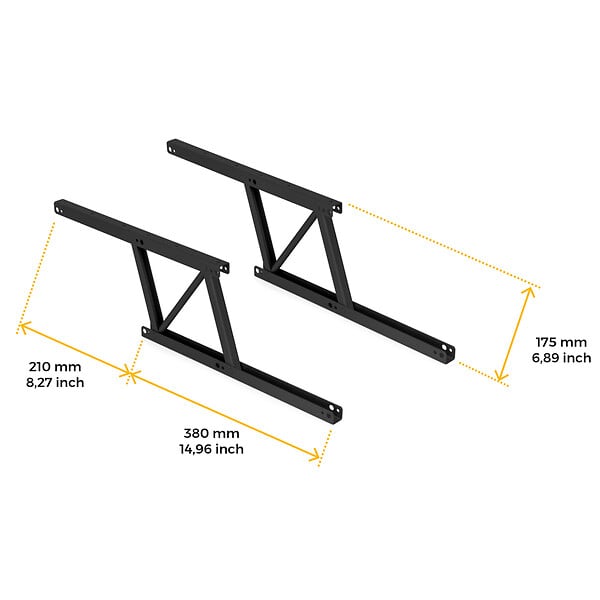 EMUCA - Jeu de ensemble de mécanismes de levage pour table basse, permet de lever la table de 135mm, Acier, Peint en noir - large