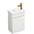 BURGBAD - Pack meuble suspendu lave-mains Joline blanc mat + Robinet lave-mains eau froide Duravit Wave bronze brossé - vignette