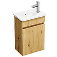 BURGBAD - Pack meuble suspendu lave-mains Joline chêne + Robinet lave-mains eau froide Duravit Wave Inox brossé - vignette