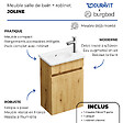BURGBAD - Pack meuble suspendu lave-mains Joline chêne + Robinet lave-mains eau froide Duravit Wave Inox brossé - vignette