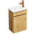 BURGBAD - Pack meuble suspendu lave-mains Joline chêne + Robinet lave-mains eau froide Duravit Wave bronze brossé - vignette