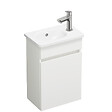 BURGBAD - Pack meuble suspendu lave-mains Joline blanc mat + Robinet lave-mains eau froide Duravit Wave Inox brossé - vignette