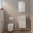 BURGBAD - Pack meuble suspendu lave-mains Joline blanc mat + Robinet lave-mains eau froide Duravit Wave Inox brossé - vignette