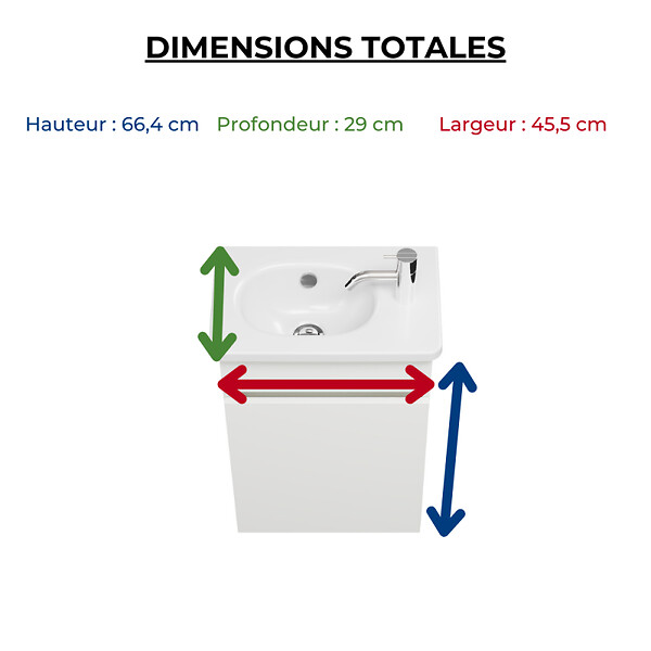 BURGBAD - Pack meuble suspendu lave-mains Joline blanc mat + Robinet lave-mains eau froide Duravit Wave Inox brossé - large