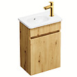 BURGBAD - Pack meuble suspendu lave-mains Joline chêne + Robinet lave-mains eau froide Duravit Wave Doré poli - vignette