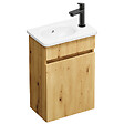 BURGBAD - Pack meuble suspendu lave-mains Joline chêne + Robinet lave-mains eau froide Duravit Wave noir mat - vignette