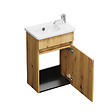 BURGBAD - Pack meuble suspendu lave-mains Joline chêne + Robinet lave-mains eau froide Duravit Wave noir mat - vignette
