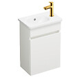 BURGBAD - Pack meuble suspendu lave-mains Joline blanc mat + Robinet lave-mains eau froide Duravit Wave Doré poli - vignette