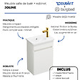 BURGBAD - Pack meuble suspendu lave-mains Joline blanc mat + Robinet lave-mains eau froide Duravit Wave Doré poli - vignette