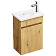 BURGBAD - Pack meuble suspendu lave-mains Joline chêne + Robinet lave-mains eau froide Duravit Wave Chromé brillant - vignette