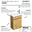 BURGBAD - Pack meuble suspendu lave-mains Joline chêne + Robinet lave-mains eau froide Duravit Wave Chromé brillant - vignette