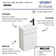 BURGBAD - Pack meuble suspendu lave-mains Joline blanc mat + Robinet lave-mains eau froide Duravit Wave noir mat - vignette
