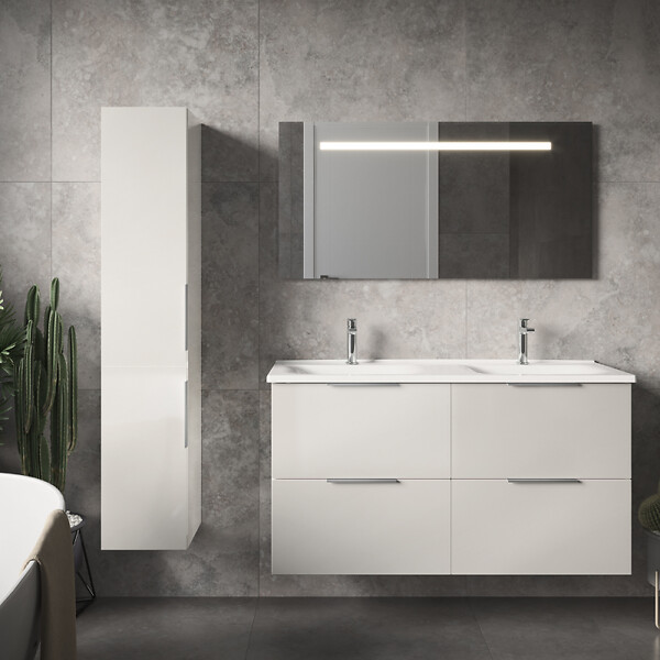 BURGBAD - Colonne de salle de bain Olena 2 portes blanc brillant - large