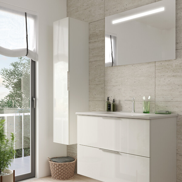 BURGBAD - Colonne de salle de bain Olena 1 porte  blanc brillant - large