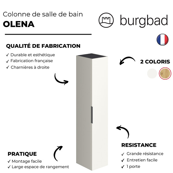 BURGBAD - Colonne de salle de bain Olena 1 porte  blanc brillant - large