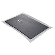 MARMOX - Receveur pierre naturelle graphite noir U-Tile grille carrée acier excentrée - vignette