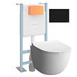 VITRA - Pack WC suspendu VitrA Sento blanc + bâti autoportant V-Fix Core + Plaque Round Noir mat - vignette