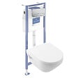 VILLEROY ET BOCH - Pack WC suspendu sans bride Architectura Twistflush [e³] rond + bâti-support sol et mur + plaque chrome mat - vignette