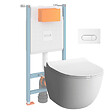 VITRA - Pack WC suspendu VitrA Sento Blanc Compact  + Bâti  auto-portant V-Fix Core  + Plaque Round Blanc - vignette