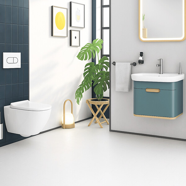 VITRA - Pack WC suspendu VitrA Sento Blanc Compact  + Bâti  auto-portant V-Fix Core  + Plaque Round Blanc - large