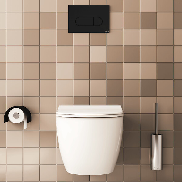 VITRA - Pack WC suspendu VitrA Sento Blanc Compact + Bâti auto-portant V-Fix Core + Plaque Round Noir mat - large