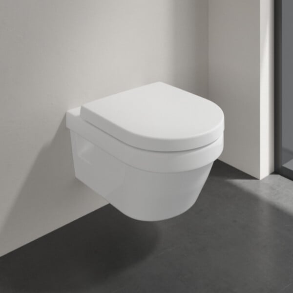 VILLEROY ET BOCH - Pack WC suspendu sans bride  Architectura directflush + abattant frein de chute + bâti-support autoportant + plaque chromée - large