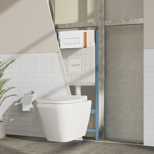 VITRA - Bâti-support VitrA V-Fix Core auto-portant + Plaque Root Round Blanche - large