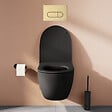 VITRA - Pack WC suspendu VitrA Sento noir + bâti autoportant V-Fix Core + Plaque Round Or brossée - vignette
